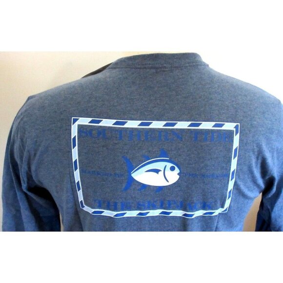 Southern Tide Men's Long Sleeve Skipjack Fishing Seven Seas Blue T shirt NWT - Picture 3 of 7